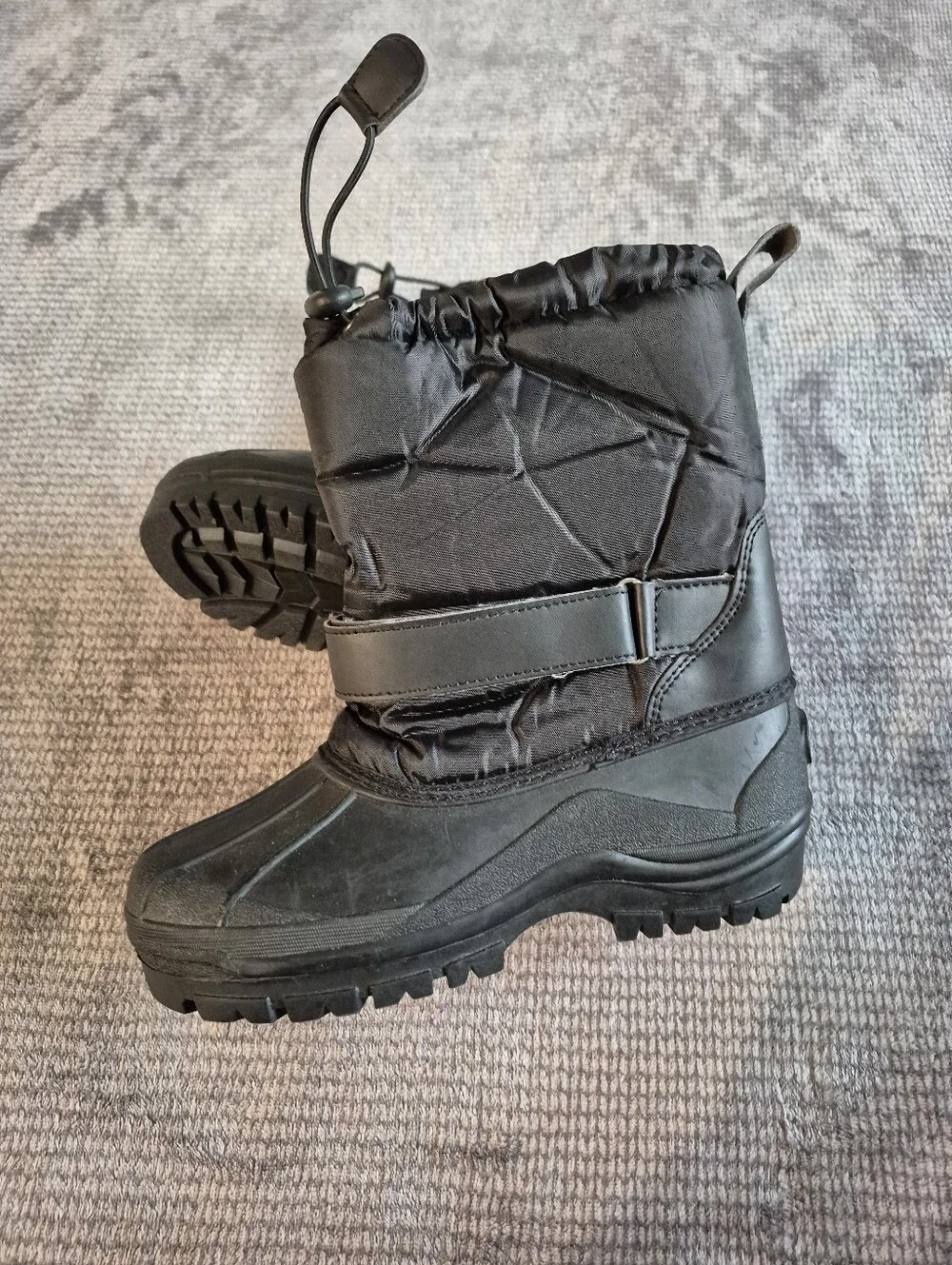 Polar Duck Boots Snow Lined Black Bungee Drawstring 36(US 5.5-6) Water Resistant